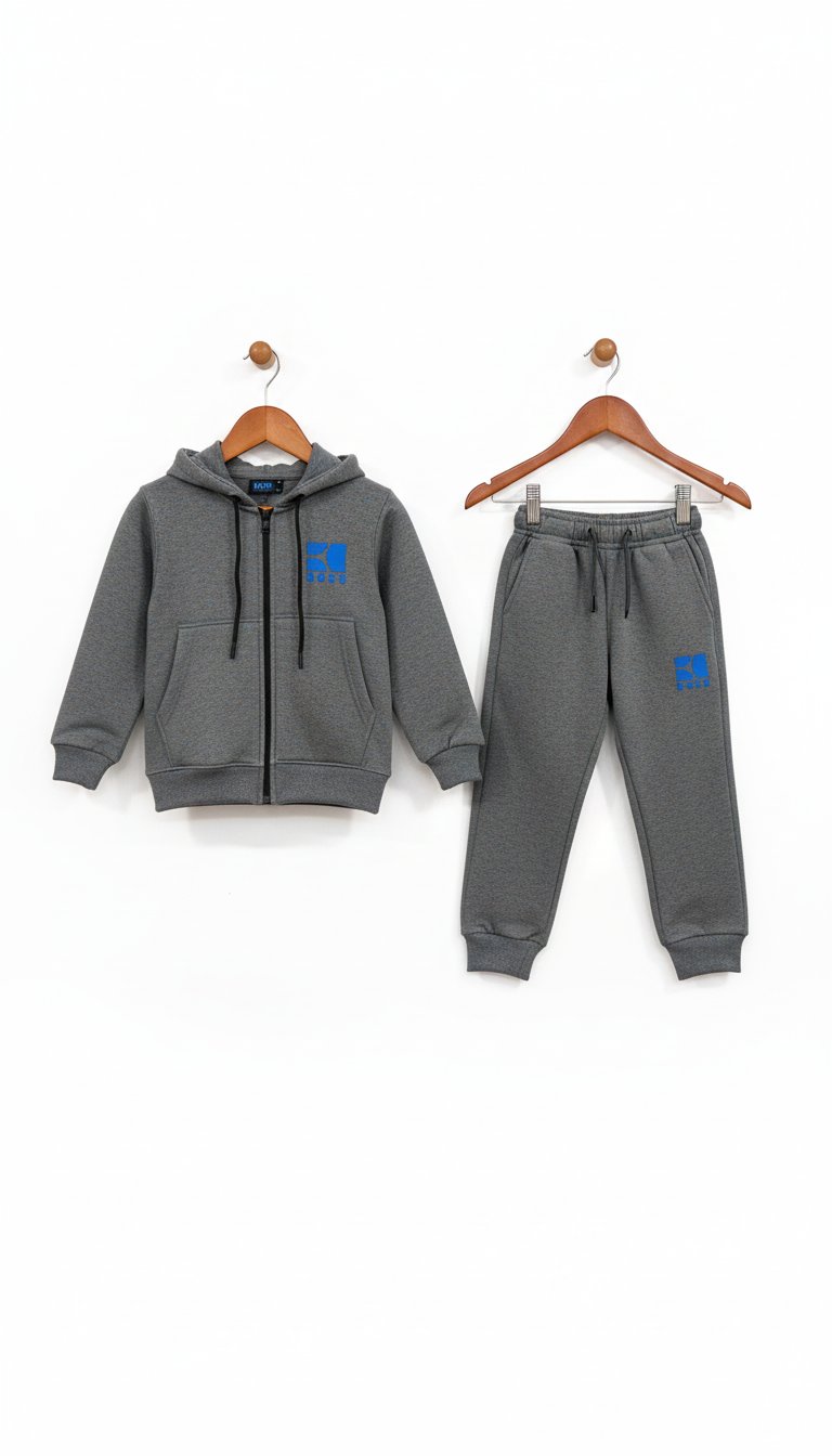 Kids Fleece Tracksuit - Winter Warm Hoodie & Trouser with Boss Style Logo