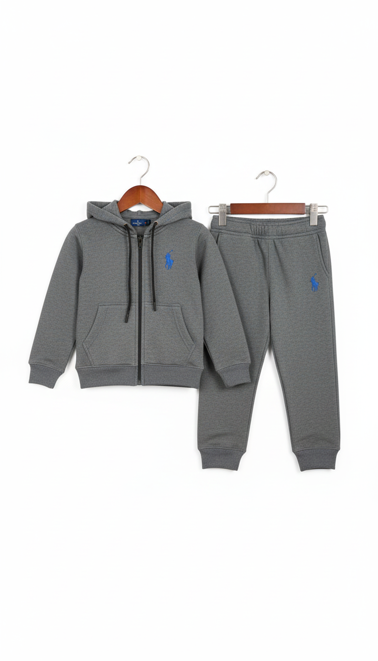 Fleece Kids Tracksuit - Winter Warm Hoodie & Trouser Set POLO HIGH DENSITY LOGO