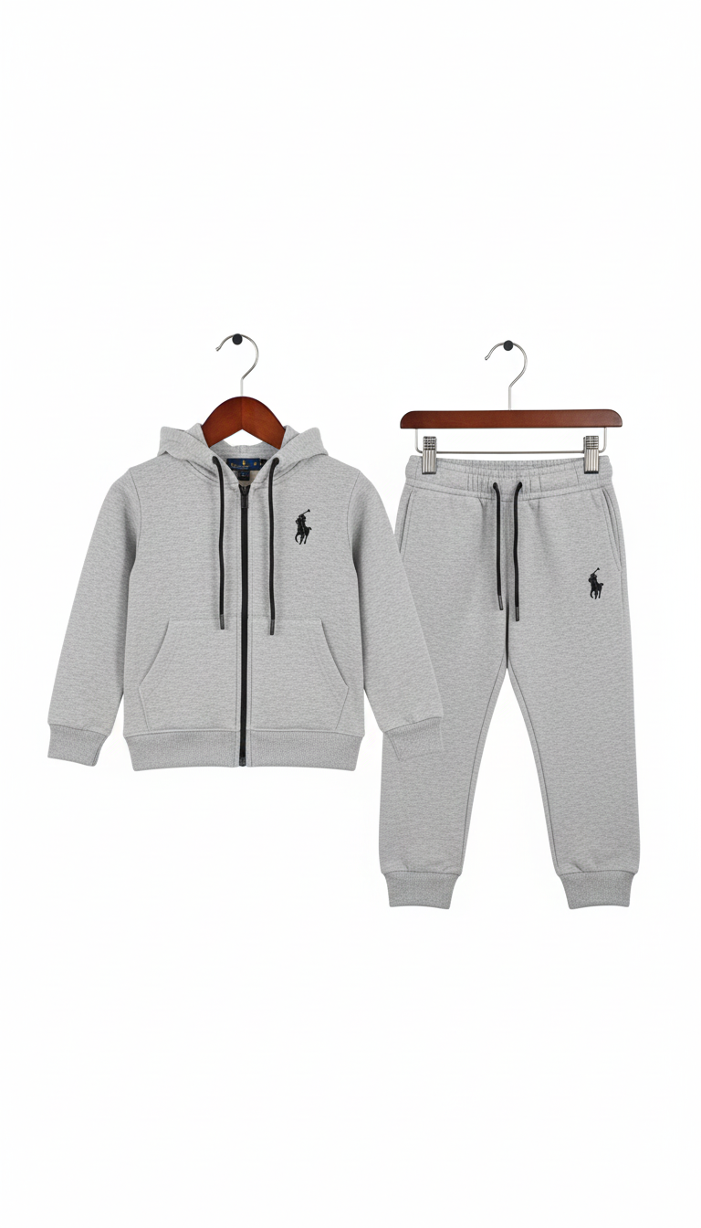 Fleece Kids Tracksuit - Winter Warm Hoodie & Trouser Set POLO HIGH DENSITY LOGO