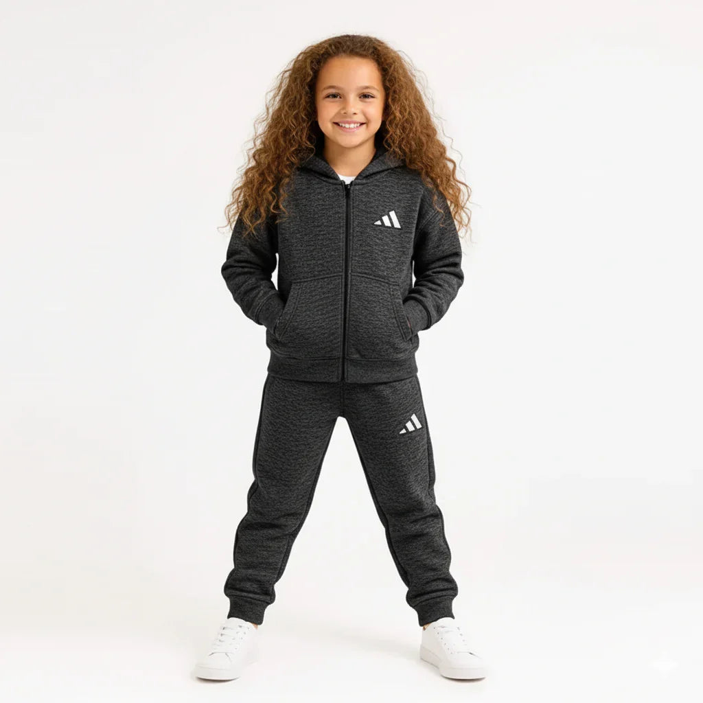 Unisex Embossed Logo Classic Soft Fleece Track Pair For Kids(3-10 Years)