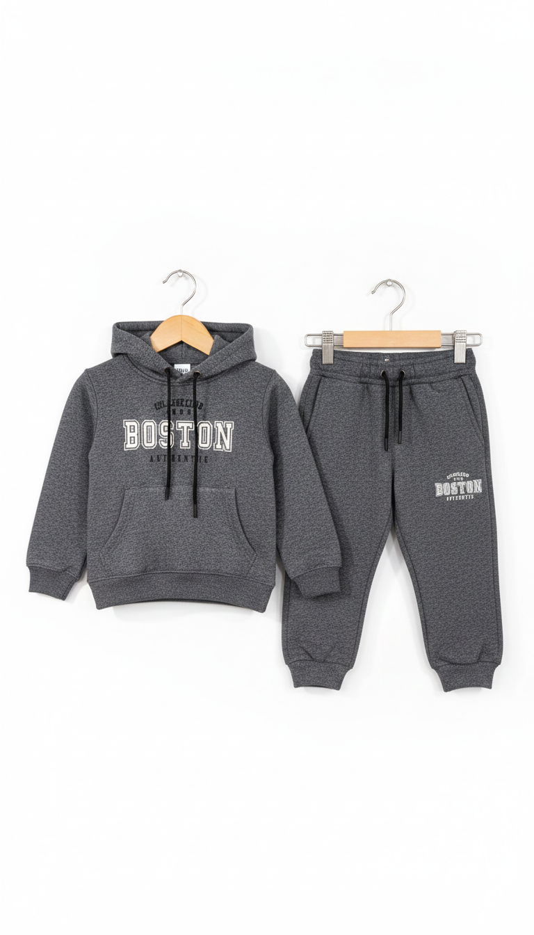 Kids' "Boston Authentic"  High Density Printed Varsity Hoodie & Jogger Set