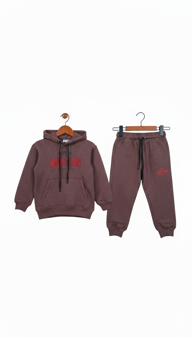 Kids' "Boston Authentic"  High Density Printed Varsity Hoodie & Jogger Set