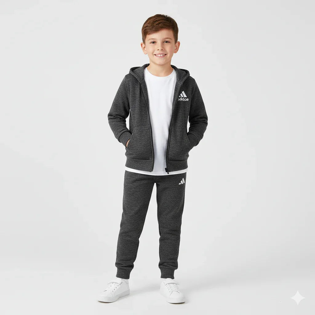 Unisex Embossed Logo Classic Soft Fleece Track Pair For Kids(3-10 Years)