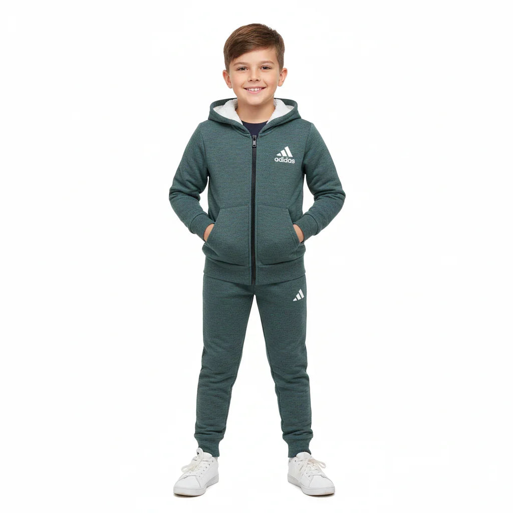 Unisex Embossed Logo Classic Soft Fleece Track Pair For Kids(3-10 Years)