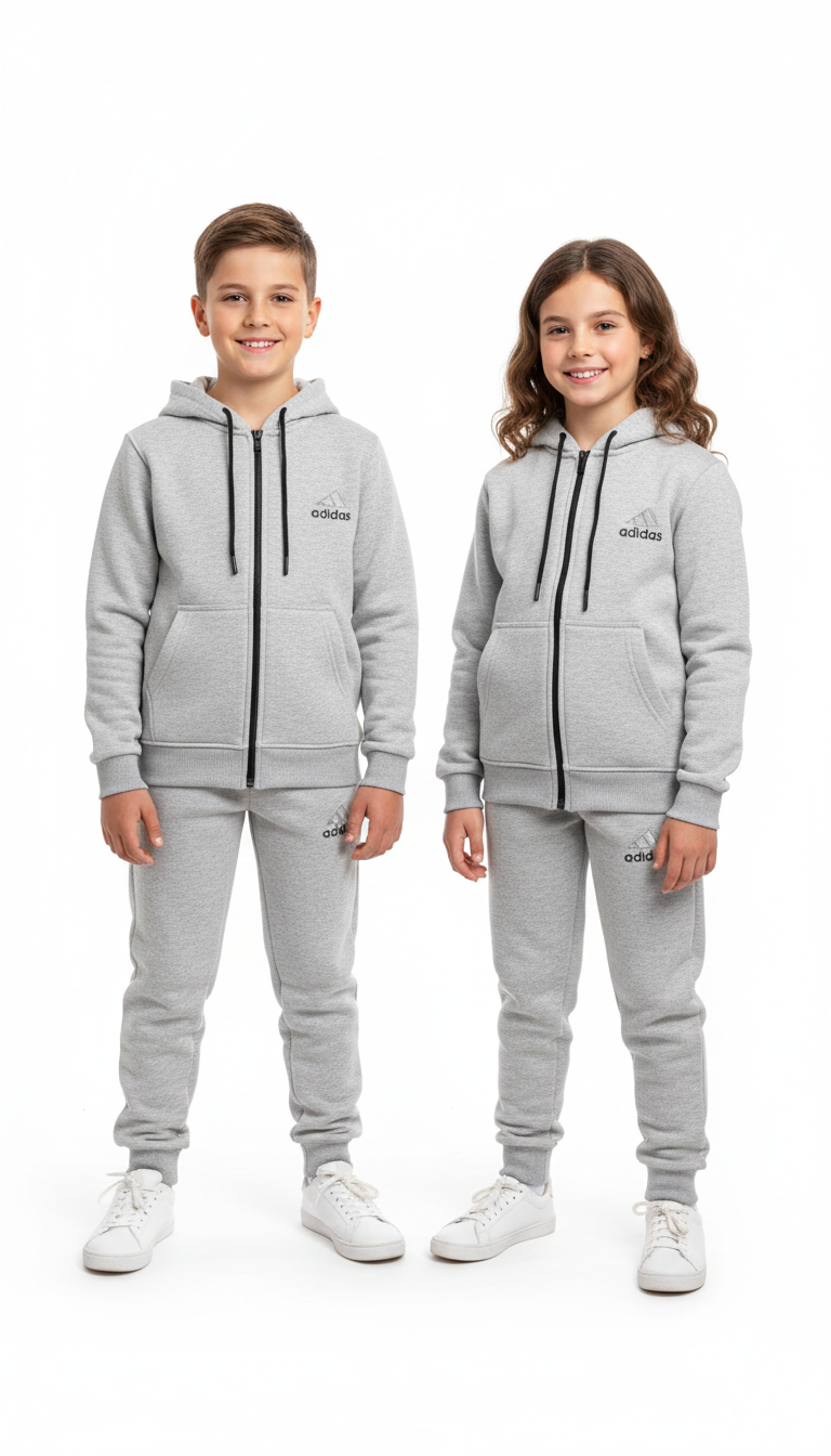Kids Fleece Tracksuit - Winter Warm Hoodie & Trouser Set Unisex ADIDAS LOGO