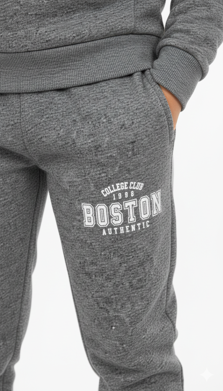 Kids' "Boston Authentic"  High Density Printed Varsity Hoodie & Jogger Set