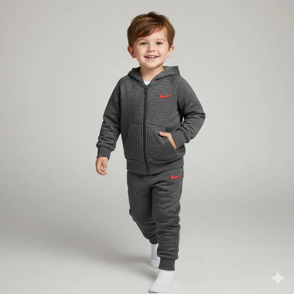Embossed NIKE  Logo Comfortable Cloud Fleece Twinset Track Pair For Kids(3-10 Years)