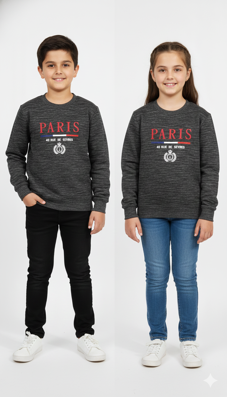 Kids Unisex “Paris High Density”Printed Sweatshirt – Smart & Comfortable