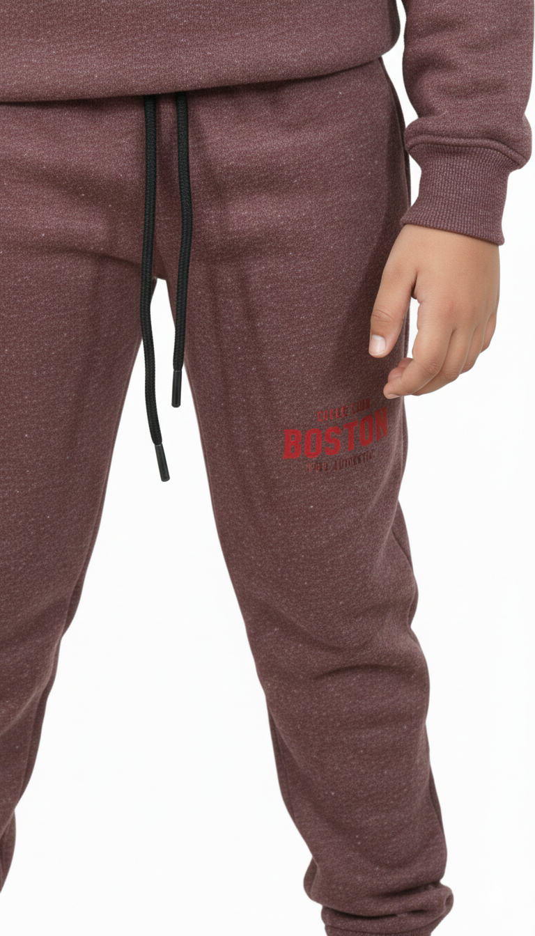 Kids' "Boston Authentic"  High Density Printed Varsity Hoodie & Jogger Set