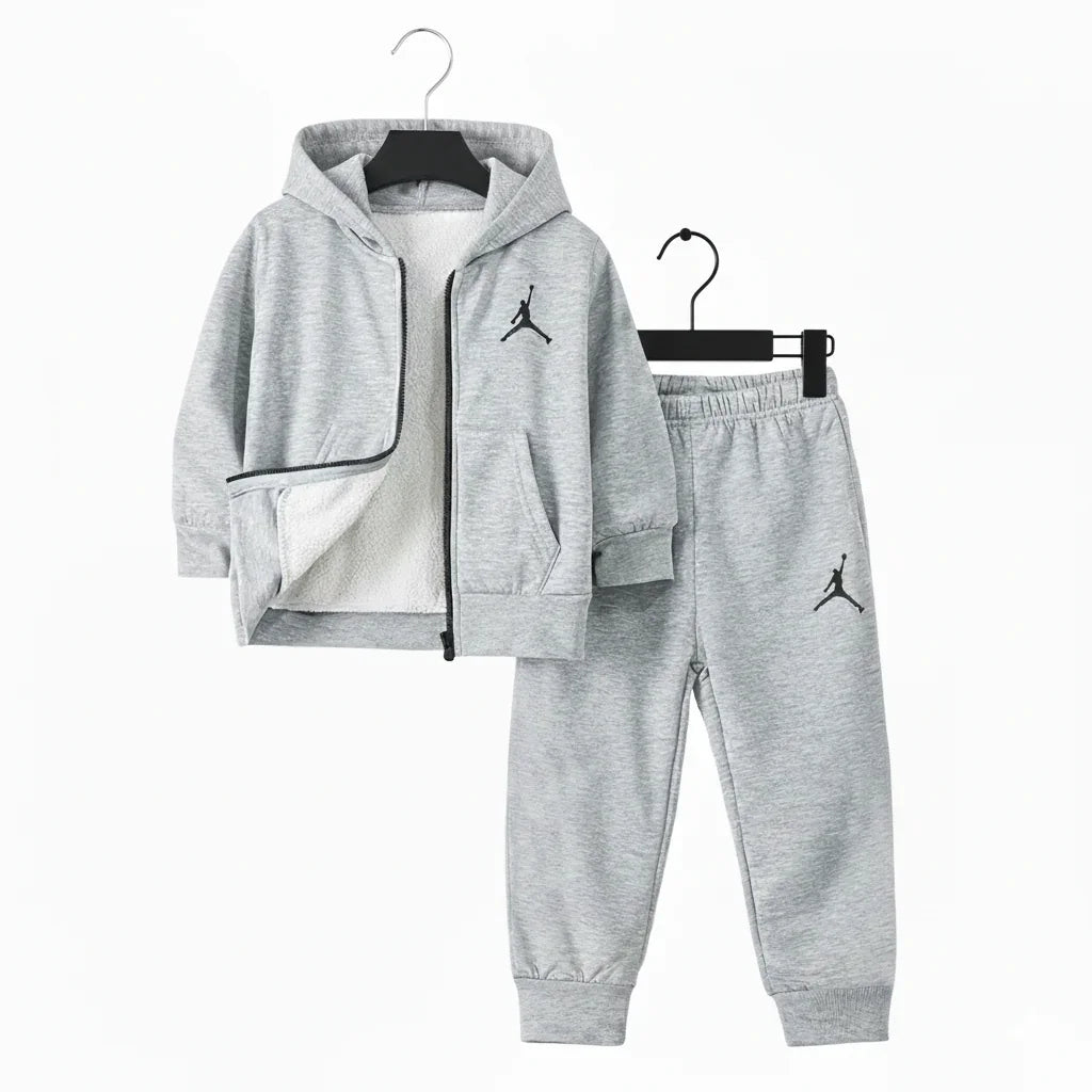 JORDEN Embossed  Logo Fleece Unisex Track Pair For Kids(3-10 Years)