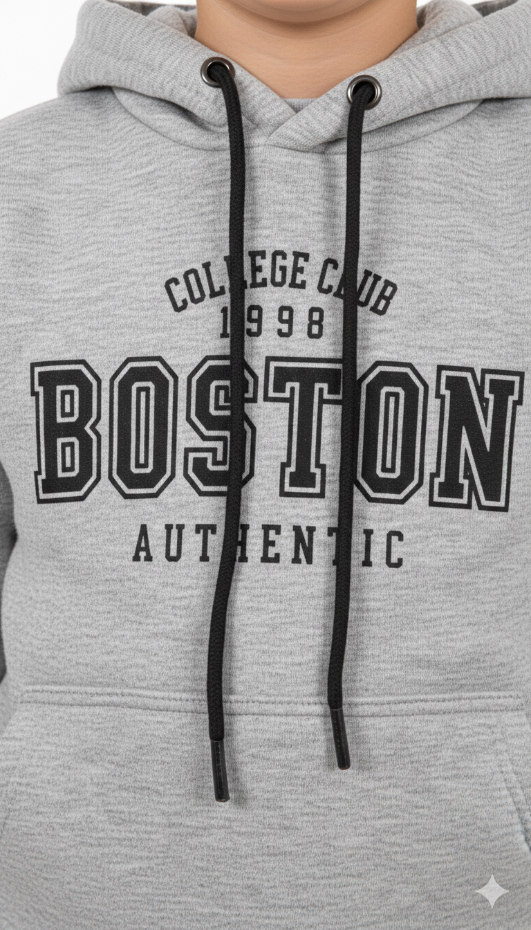 Kids' "Boston Authentic"  High Density Printed Varsity Hoodie & Jogger Set
