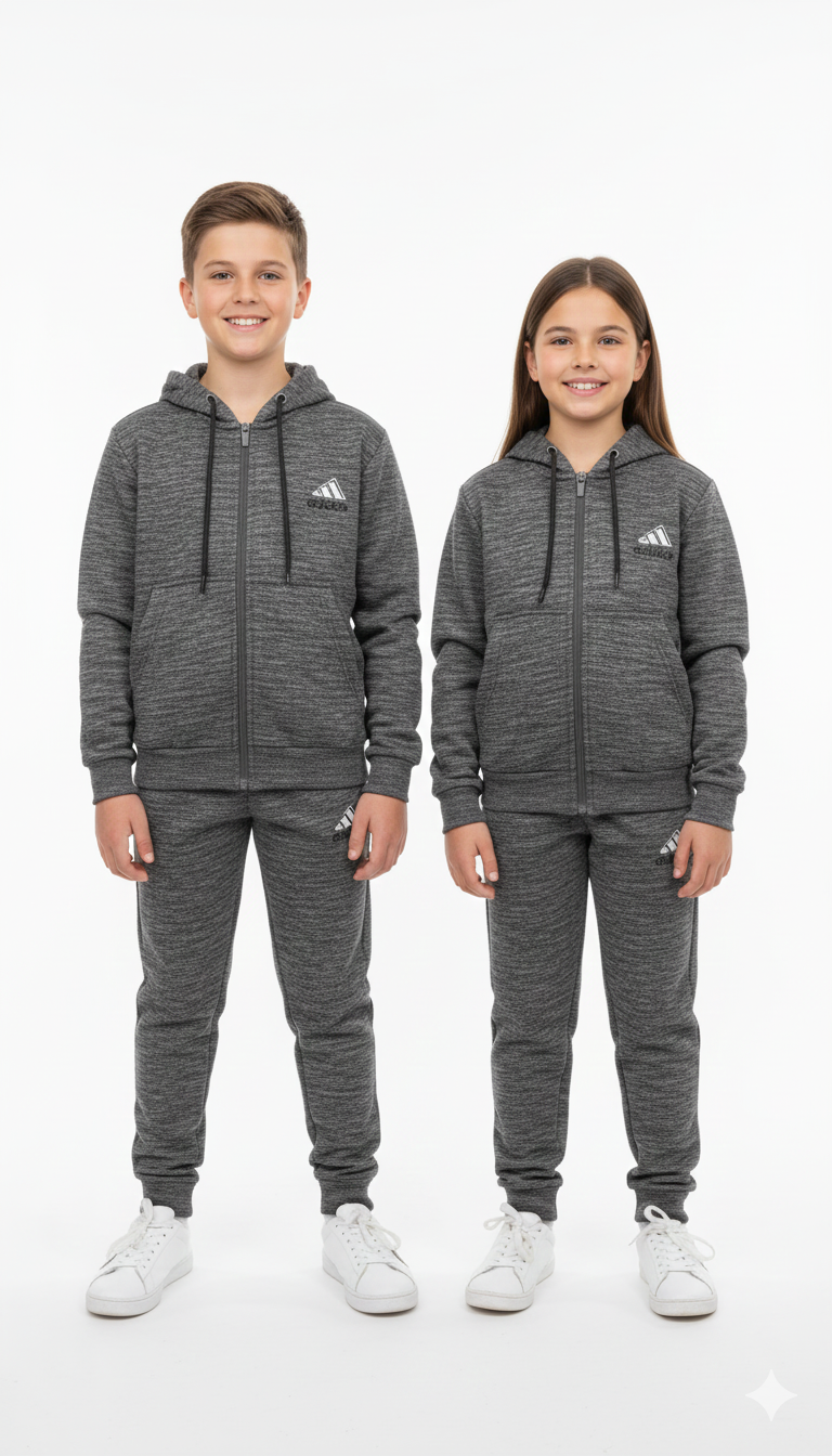 Kids Fleece Tracksuit - Winter Warm Hoodie & Trouser Set Unisex ADIDAS LOGO
