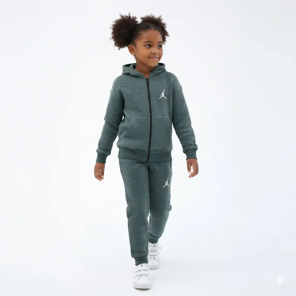 JORDEN Embossed  Logo Fleece Unisex Track Pair For Kids(3-10 Years)