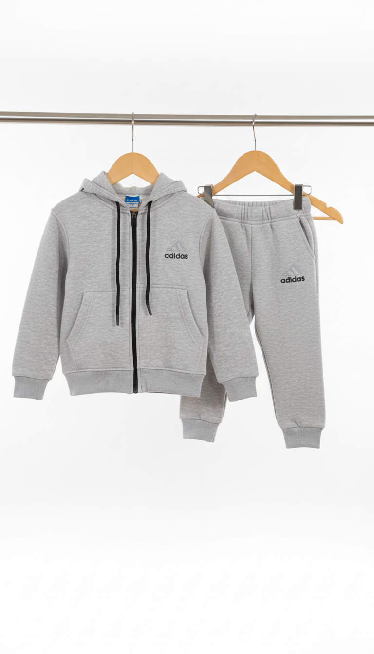 Kids Fleece Tracksuit - Winter Warm Hoodie & Trouser Set Unisex ADIDAS LOGO