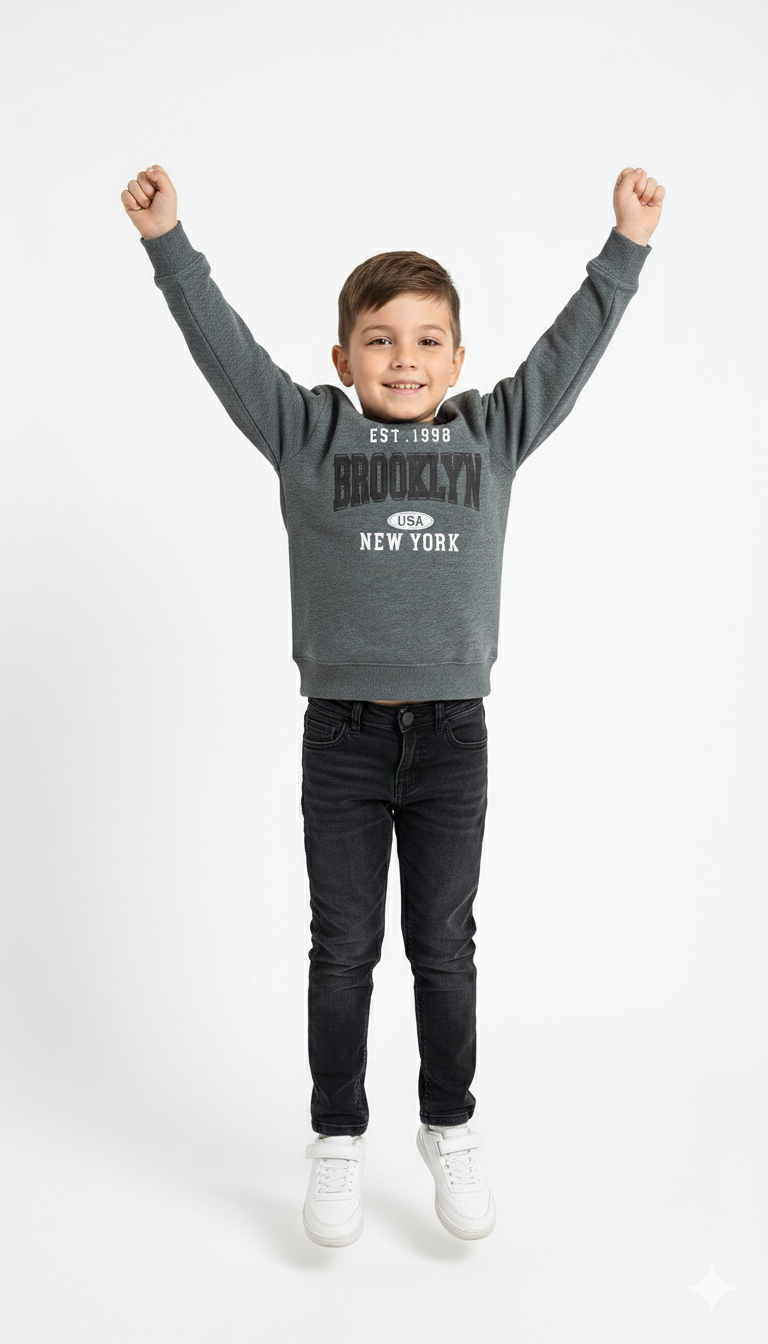 Kids “Brooklyn – New York” inspired printed graphic,  High Density  Printed Sweatshirt – Warm & Everyday Style