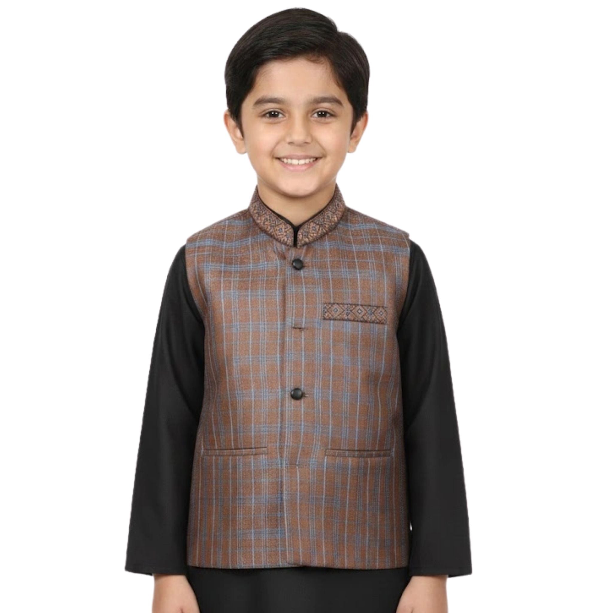 Boys Black Kurta Shalwar with Premium Fancy Waistcoat – Festive Edition AGE 2 TO 10 YEAR