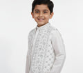 Boys' Premium White Kurta Pajama Set with Silver Embroidered Waistcoat AGE 2 to 10 YEAR