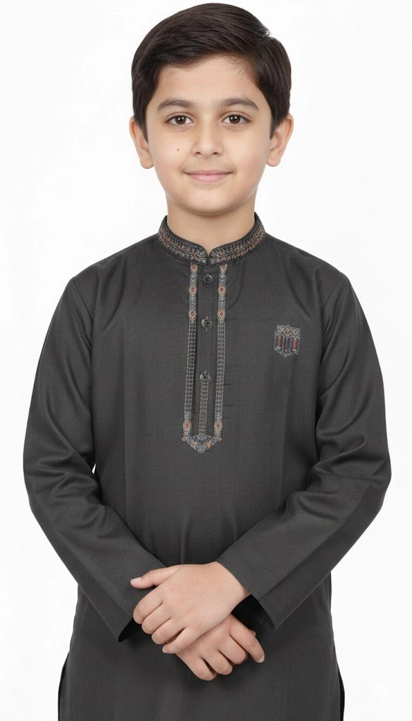 Kids Eastern Wear: Boys Embroidered Kurta Trouser Set – Festive Collection (Age 5-13 Years)