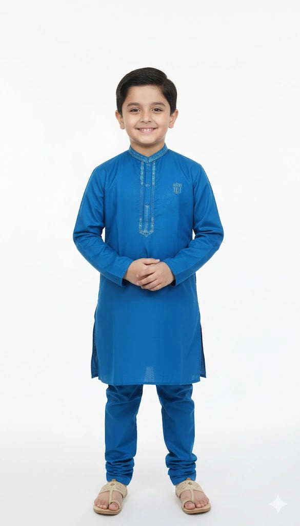 Kids Eastern Wear: Boys Embroidered Kurta Trouser Set – Festive Collection (Age 5-13 Years)