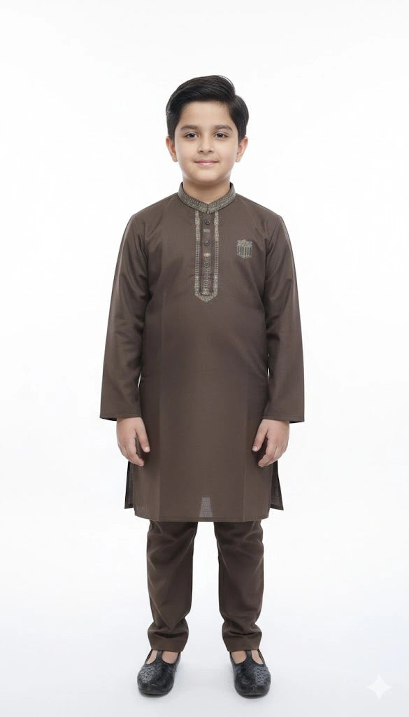 Kids Eastern Wear: Boys Embroidered Kurta Trouser Set – Festive Collection (Age 5-13 Years)