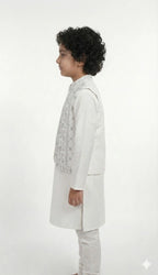 Boys' Premium White Kurta Pajama Set with Silver Embroidered Waistcoat AGE 2 to 10 YEAR