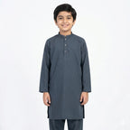 Charcoal Grey Boys Kurta Suit front view.