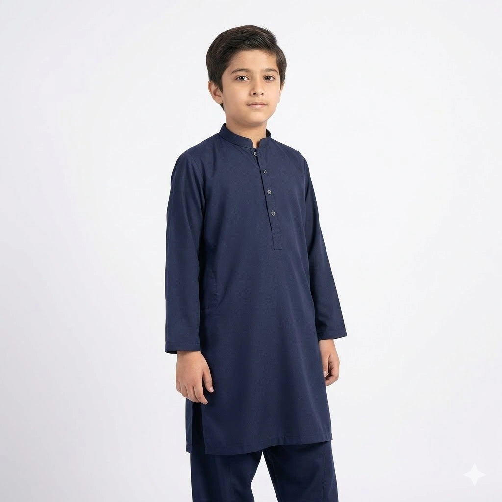 Navy Blue Boys Kameez Shalwar classic style.