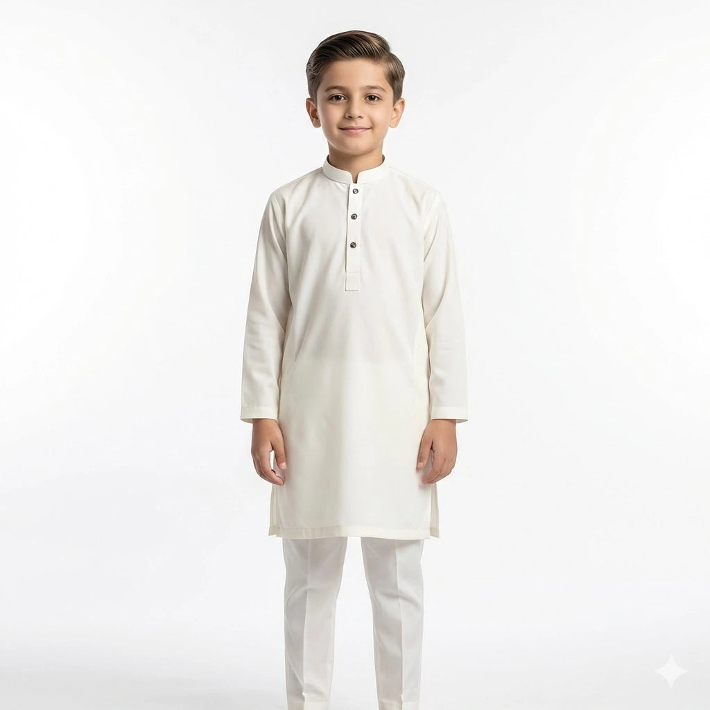 Boys Cream Off-White Eastern suit for wedding.