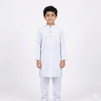 Front view of Boys White Kurta Shalwar suit.