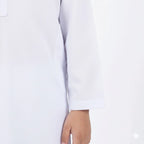 Front view of Boys White Kurta Shalwar suit.