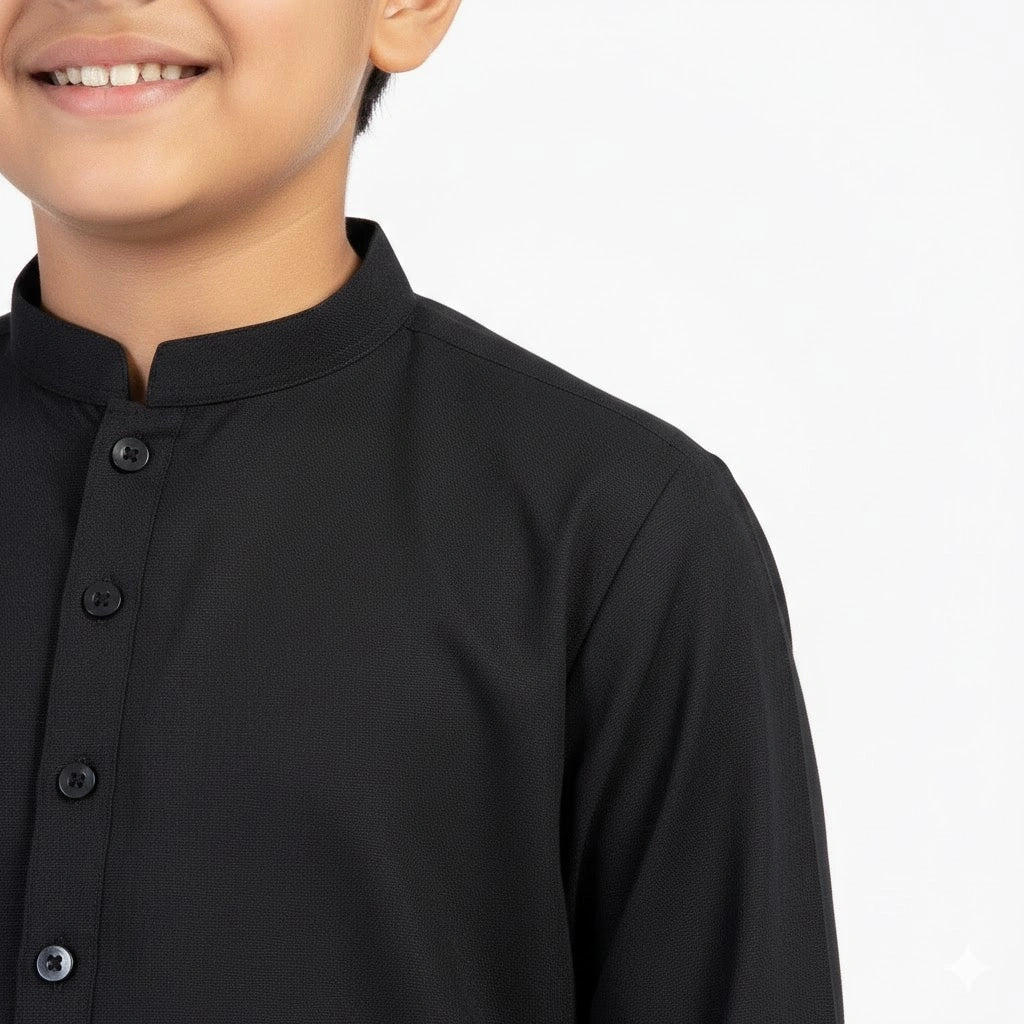 Jet Black Boys Kurta Shalwar minimal style
