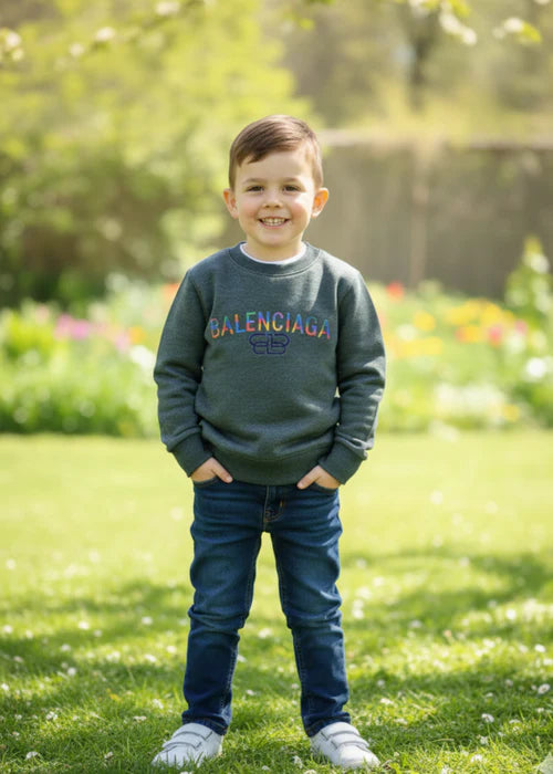 Kids Embossed Balenciaga  Printed Sweatshirt – Modern & Comfortable