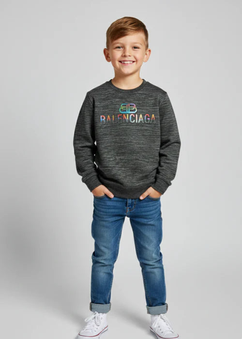 Kids Embossed Balenciaga  Printed Sweatshirt – Modern & Comfortable