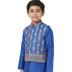 Boys Festive Wear: Silk Kurta Pajama with Embroidered Waistcoat (Age 2-10 Years)